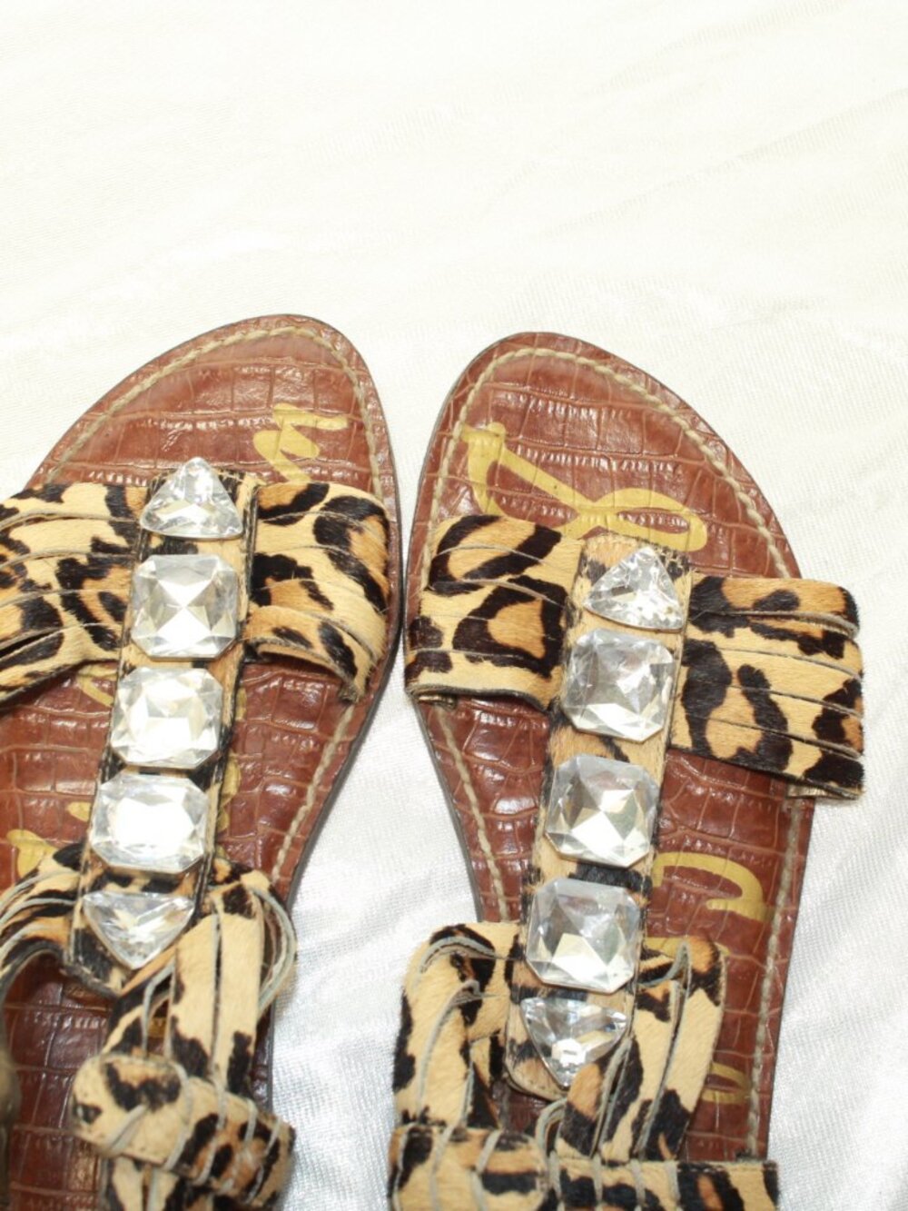 Sam Edelman Size 8.5M Leopard Print Galina Back Zip Gladiator Leather Sandals - Picture 12 of 14